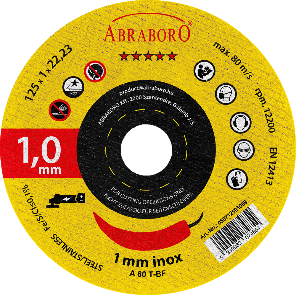 Abraboro 115 x 1.0 x 22 mm Chili fém + inox vágókorong, 25 db/csomag termék fő termékképe