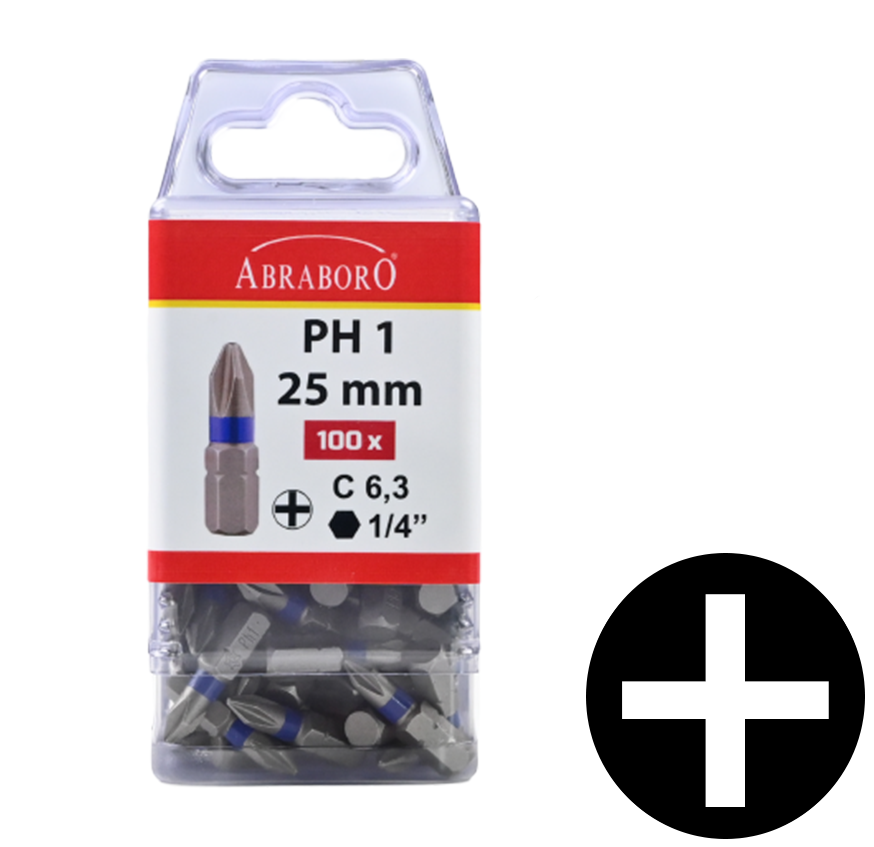 Abraboro PH 1 x 25 mm Phillips POWER bit, 100 db/csomag termék fő termékképe